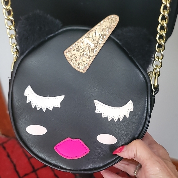 Betsey Johnson Black and Gold Unicorn Crossbody Bag - Picture 12 of 13